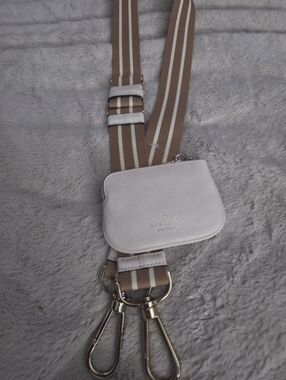 Kate Spade Leather Crossbody Pouch with Beige Striped Strap. Never Used